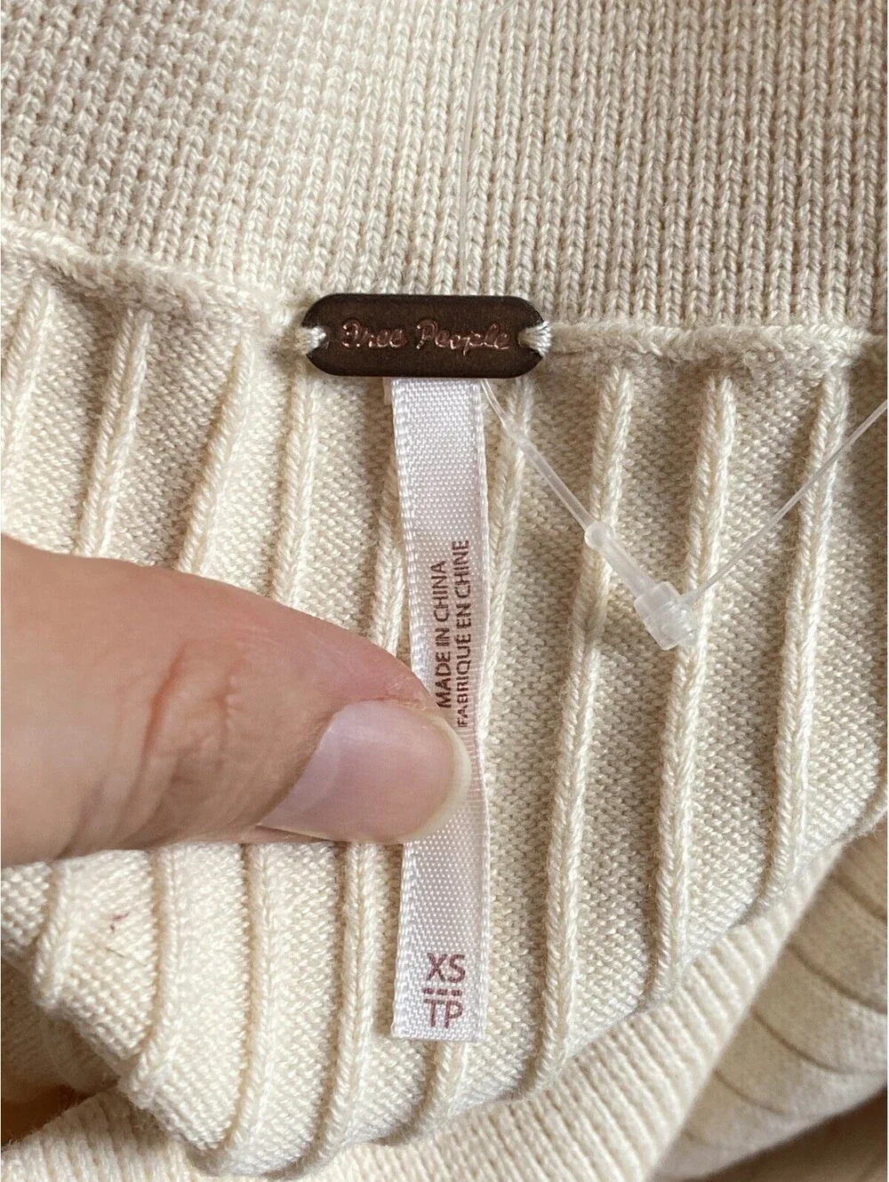 NWOT Free People XS Ribbed Knit Mini Skirt Cream Ivory Cotton Blend